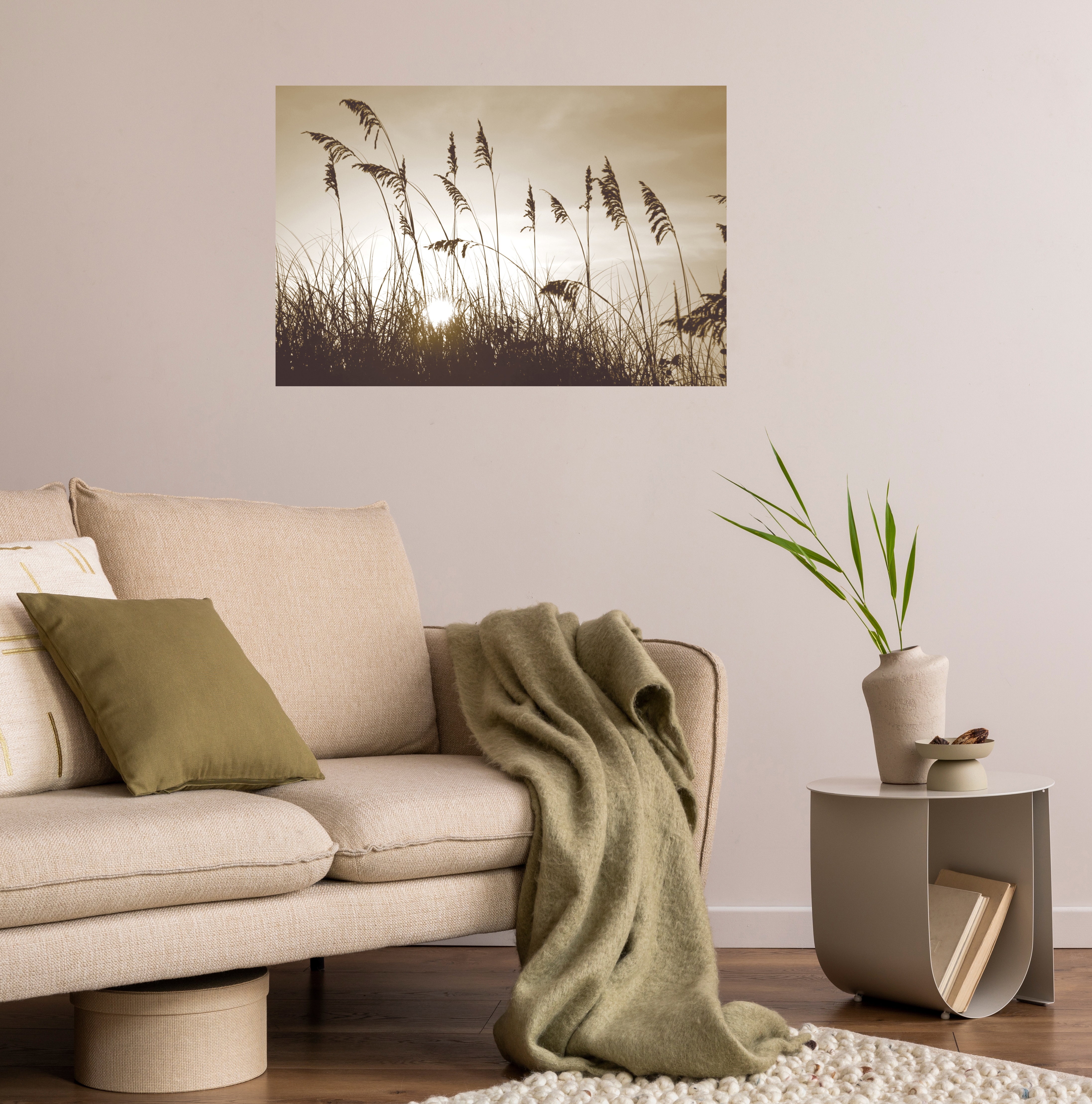 Wandsticker QUEENCE "Düne", beige, B:90cm H:60cm T:0,1cm, Folie, Wandtattoos, Selbstklebend, kinderleichte Anbringung