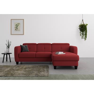 Ecksofa SIT & MORE "Belluci L-Form", rot (bordeaux), B:247cm H:85cm T:170cm, Sofas, inklusive Federkern, wahlweise mit Bettfunktion und Bettkasten Image