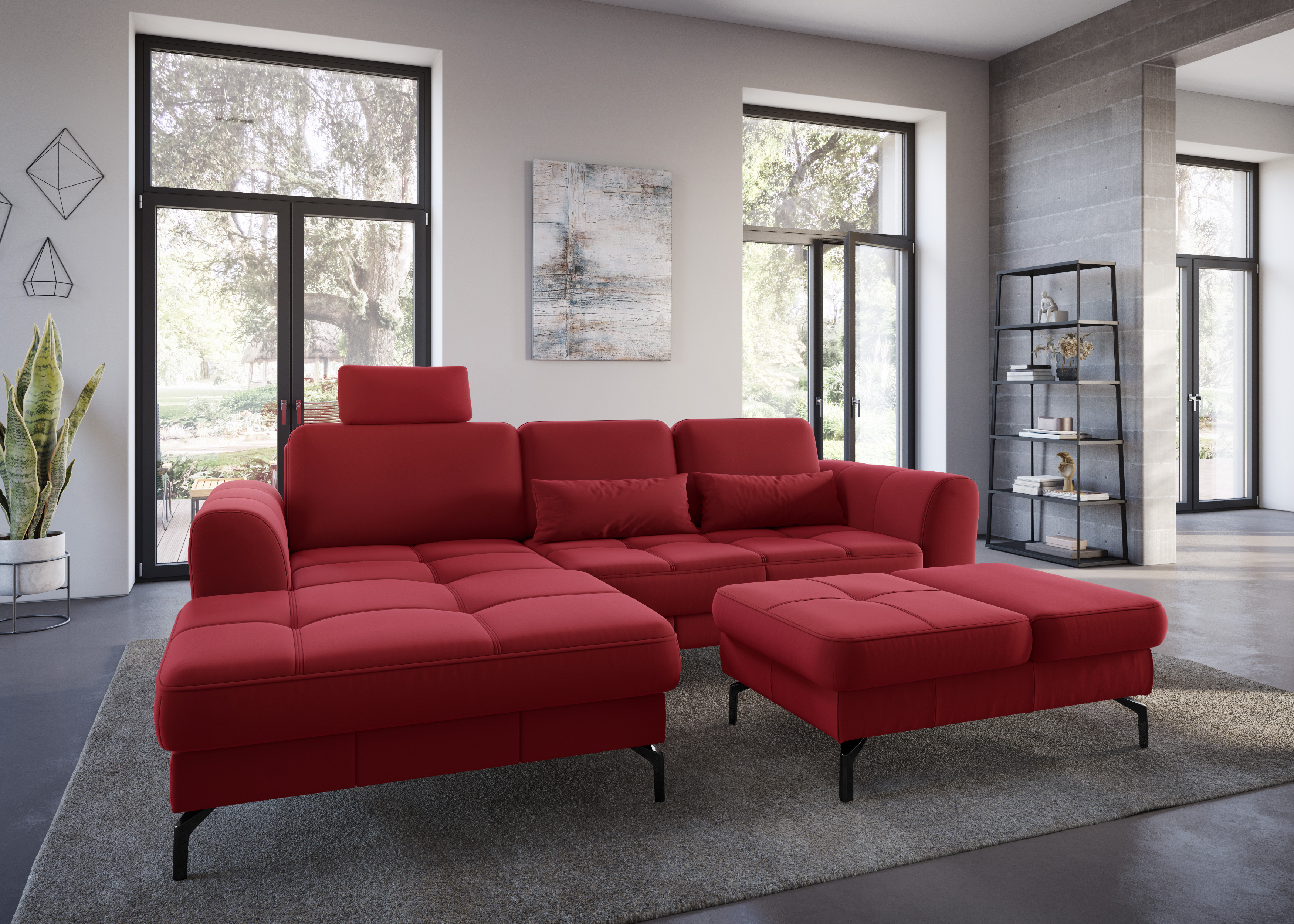 Sofakissen SIT & MORE "Bendigo", rot, B:65cm H:25cm T:10cm, Polsterauflagen, Sofa-Zubehör Deko-Kissen Sofakissen, im 2-er Set