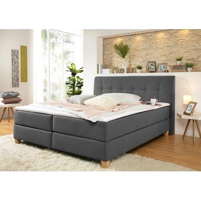 Boxspringbett HOME AFFAIRE "Calloway", grau (anthrazit), B:188cm L:218cm, Komplettbetten, Boxspringbett, inkl. Topper, XXL-Ausführung, in 4 Farben, 5 Breiten, 3 Matratzenarten Image