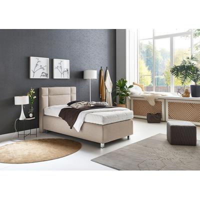 Boxspringbett, beige (feinstrukturstoff sand), Kaltschaum-Topper, Liegefläche B/L: 90cm x 200cm, H3, 5-Zonen-Tonnentaschen-Federkernmatratze, Bezug Unterbox und Kopfteil: Feinstrukturstoff (77% Polyester, 23% Viskose), Bezug Obermatratze 100%... Image