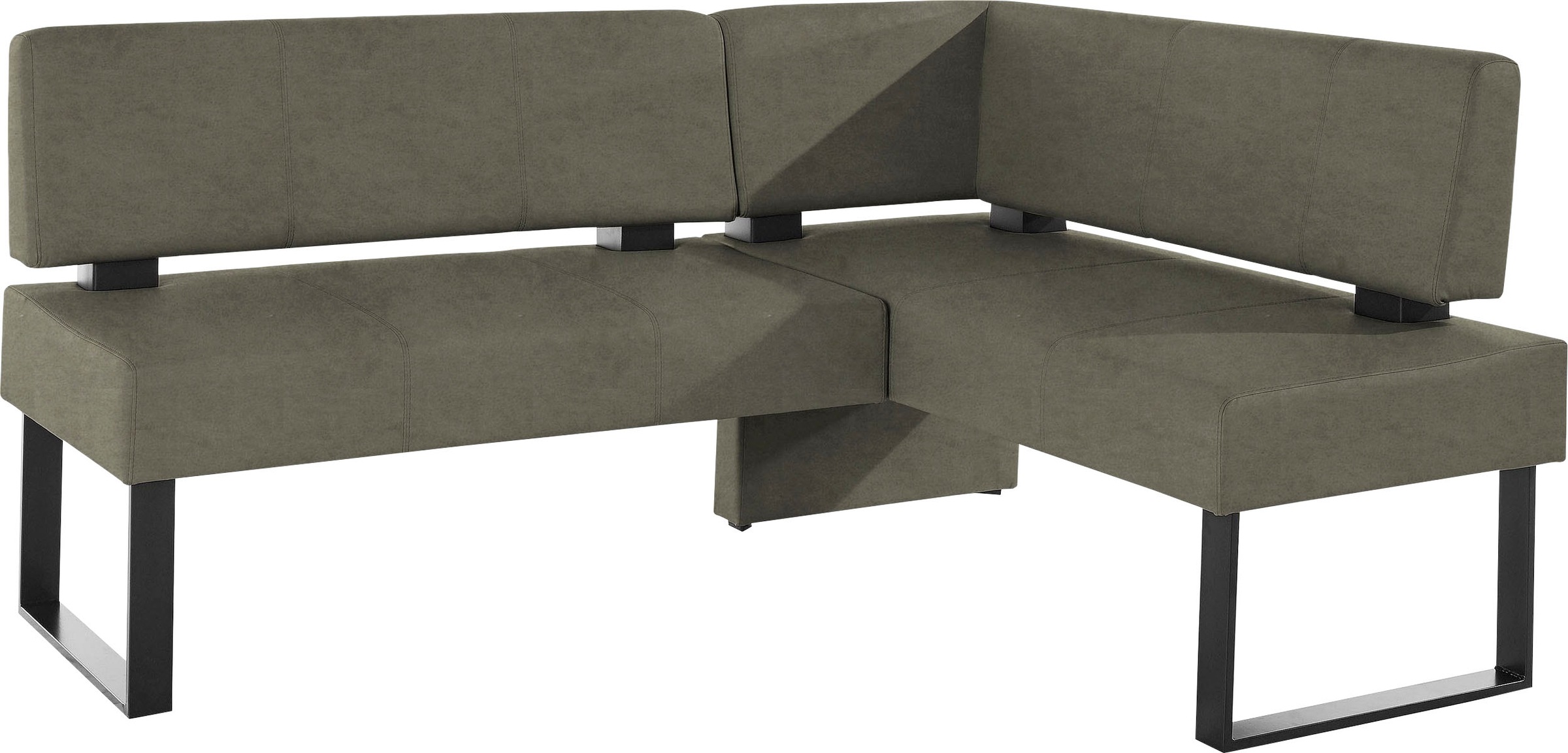 Eckbank HOME AFFAIRE "Oliver mit Metallgestell, Küchenbank", grün (khakifarben (arizona 4421), schwarz), B:180cm H:89cm T:140cm, Holzwerkstoff, Massivholz, Polyester, Sitzbänke, Eckbank, verschiedene Bezüge Cord Esszimmerbank OTTOs Choice