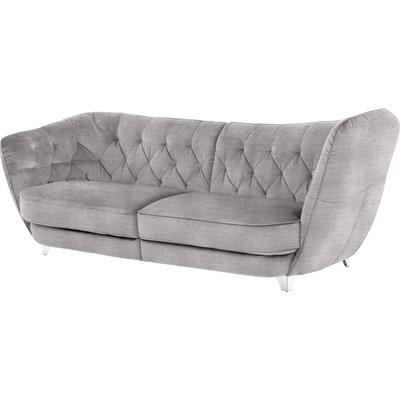 Big-Sofa LEONIQUE "Retro", grau (argento), B:256cm H:85cm T:115cm, 100% Polyester, 100% Recycling-PET, GRS-zertifiziert, Sofas, stylischer Hochlehner Image
