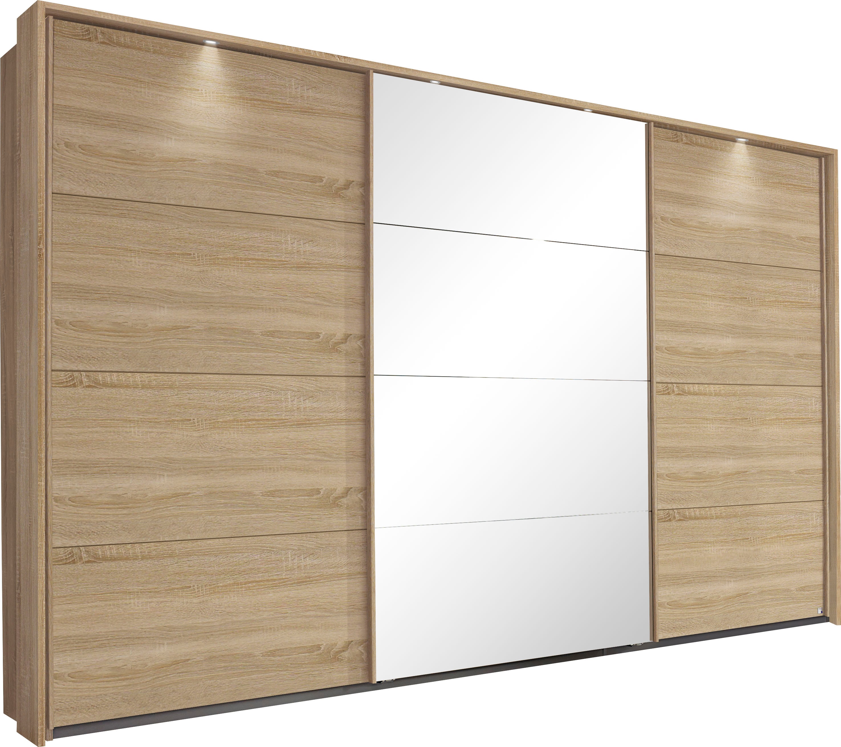 Schwebetürenschrank RAUCH "Kleiderschrank Schrank Garderobe Schlafzimmerschrank TUBONA", braun (struktureichefarben hell), B:368cm H:214cm T:64cm, Holzwerkstoff, Schränke, Schwebetürenschrank Kleiderschrank, mit umfangreicher Innenausstattung und... Image
