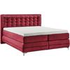 Boxspringbett MUSTERRING "Dubai", rot (d 521 rot), B:177cm L:214cm, Komplettbetten, Boxspringbett, Winkelfuß in Chrom, 3 Härtegrade, Kopfteil in Kassettensteppung