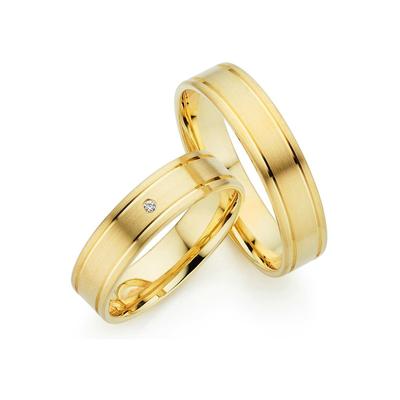 Trauring PHÖNIX "Schmuck Geschenk Gold 333 Trauring Ehering LIEBE versch. Varianten" Gr. 65, gold (gelbgoldfarben), Fingerringe, 65, 0,01 ct SI = kleine Einschlüsse mit Brillant, Gelbgold 333, 5,0mm, Made in Germany, wahlweise mit oder ohne Brillant Image
