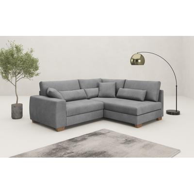 Ecksofa MR. COUCH "Helena L-Form, bis 140 kg belastbar", grau (memphis 20 stone), B:227cm H:68cm T:190cm, Memphis (Grundgewebe - 100% Polyester; Nutzschicht- 90% Polyester / 10% Polyamide), Sofas, mit Taschenfederkern, wahlweise mit Bettfunktion Image