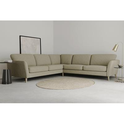 Ecksofa HOME AFFAIRE "MARSEILLE 278/278 cm, L-Form, Webstoff, Flachgewebe, Filzoptik", braun (latte), B:278cm H:88cm T:278cm, 85% Polypropylene, 15% Polyester, Sofas, gleichschenklig, aus Eiche-Massivholz Beinen, verschiedene Bezüge Image
