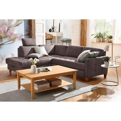 Ecksofa HOME AFFAIRE "Earl L-Form", braun, B:233cm H:80cm T:196cm, Luxus-Microfaser in Lederoptik (100% Polyester), Struktur fein (100% Polyester), Luxus-Microfaser ALTARA NUBUCK (100% Polyester), Sofas, wahlweise auch mit Bettfunktion oder... Image