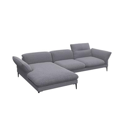 Ecksofa FLEXLUX "Salino, Funktionssofa mit Recamiere, Relaxsofa, Ecksofa", grau (steel), B:307cm H:88cm T:182cm, 100% Polyester, Sofas, Sofa mit Arm- und Kopfteil-Verstellungen, Kaltschaum & Stahl-Wellen Image