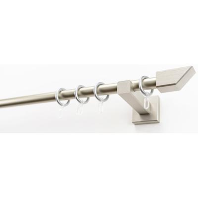 Gardinenstange GARESA "CUBUS", silber (mattchromfarben), L:320cm Ø:20mm, Metall, Holzwerkstoff, Gardinenstangen, Vorhanggarnitur, verlängerbar, Endknopf abgeschrägt, mit Ringe Image
