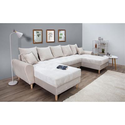 Wohnlandschaft COLLECTION AB "Raisa U-Form", beige, B:314cm H:45cm T:158cm, 100%Polyester, Sofas, mit Federkern, Kissen und Steppung im Sitzbereich Image