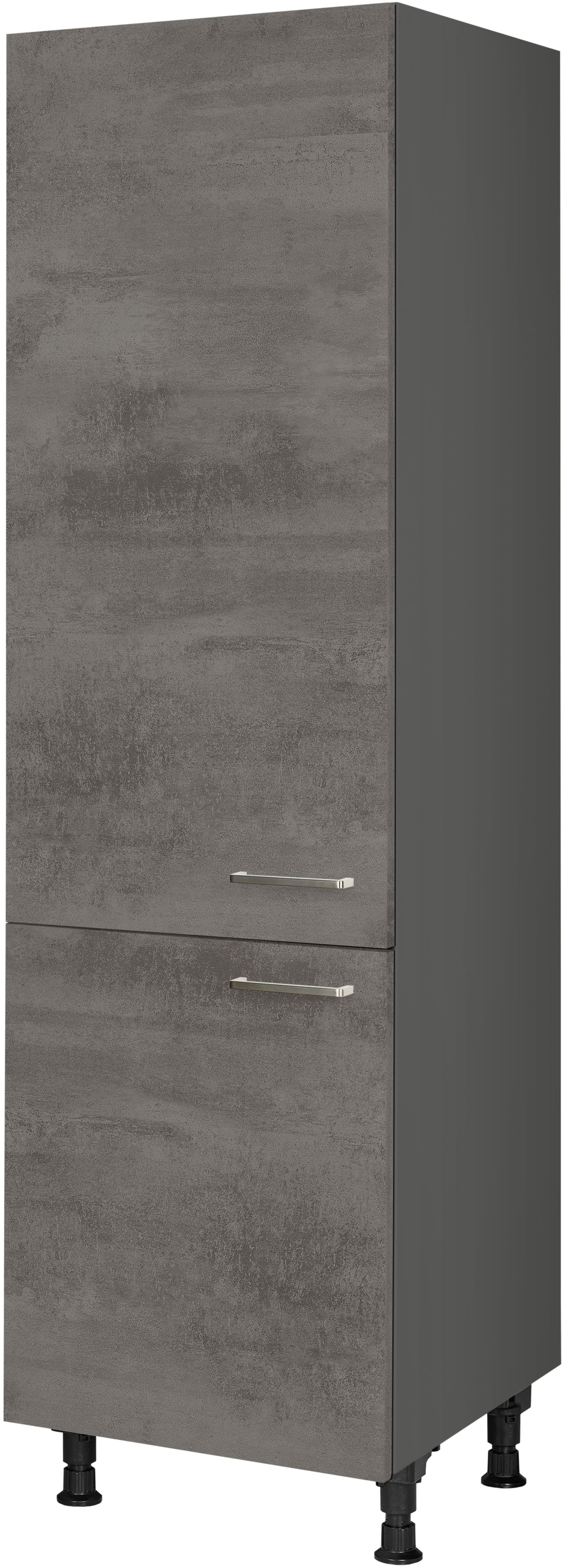 Kühlmodul NOBILIA "Riva", für ein Kühl- und Gefrierschrank, Ausrichtung wählbar", grau (front: beton schiefergrau nachbildung, korpus: schiefergrau), B:60cm H:216,6cm T:58,3cm, Schränke, vormontiert, Ausrichtung wählbar, Breite/Höhe: 60/216,6 cm Image