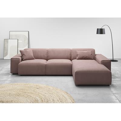 Ecksofa ANDAS "Glimminge auch in Breitcord, Feincord, Bouclé + Easy care-Bezug", rosa (rosé), B:294cm H:71cm T:191cm, 95% Polyester, 5% Nylon, Sofas, L-Form, Breite 294, Zierkissen Image