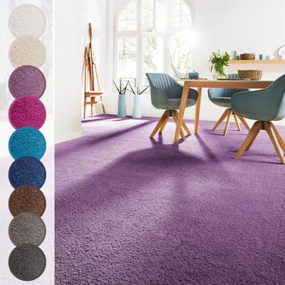 Teppichboden ANDIAMO "Sophie, Frisee-Velours, Made in Netherlands", lila, B:400cm H:12mm L:400cm, Kunstfaser, Teppiche, Uni Farben, Breite 400 cm oder 500 cm, strapazierfähig & pflegeleicht Image
