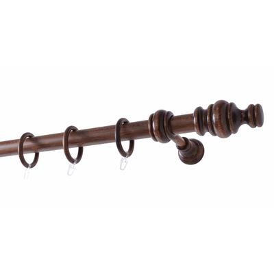 Gardinenstange GARESA "BAROCK", braun (nussbaum), L:560cm Ø:35mm, Holzwerkstoff, Gardinenstangen, rustikale Vorhanggarnitur Holz, verlängerbar, mit Ringe/2 Lauf Gleiter Image