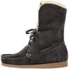 Schnürstiefelette HEINE, Damen, Gr. 41, grau (anthrazit), Leder, Veloursleder, modisch, Schuhe