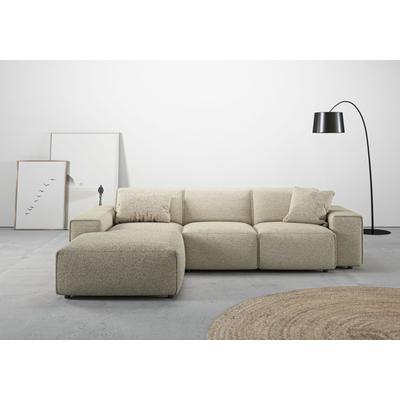 Ecksofa ANDAS "Glimminge L-Form auch in Breitcord, Feincord + Easy care-Bezug", beige (sand), B:264cm H:71cm T:191cm, 96% Polyester, 4% Polyacryl, Sofas, Breite 264, Zierkissen Image