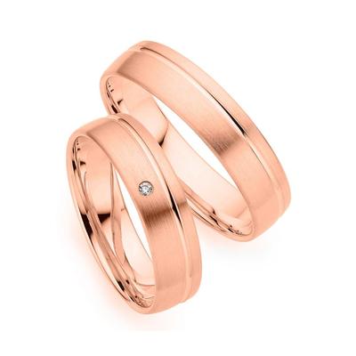Trauring PHÖNIX "Schmuck Geschenk Gold 333 Trauring Ehering LIEBE versch. Varianten" Gr. 60, rosa (roségoldfarben), Fingerringe, 60, 0,01 ct SI = kleine Einschlüsse mit Brillant, Roségold 333, 5,0mm, Rosu00e9gold 333, Made in Germany, wahlweise mit... Image