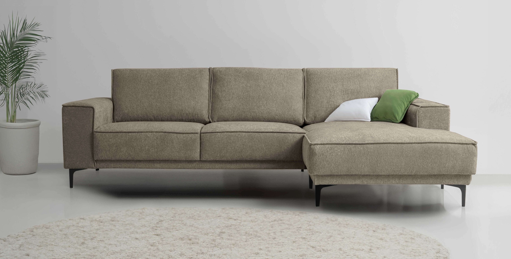 Ecksofa OTTO HOME "Polsterecke Oland, Struktur, Flachgewebe, Luxus-Microfaser, Boucle", braun, B:280cm H:85cm T:152cm, 100% Polyester, Sofas, Ecksofa, L-Form, 280 cm, Wellenunterfederung, Skandi-Design, Metallfüße