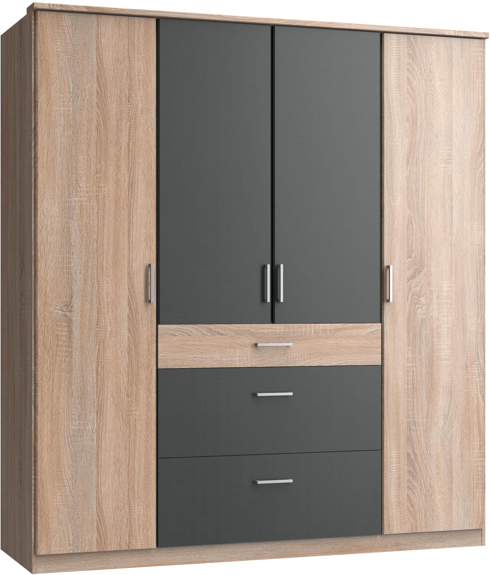 Kleiderschrank WIMEX "Click", grau (struktureichefarben hell, graphitfarben), B:180cm H:199cm T:58cm, Schränke, Kleiderschrank Drehtürenschrank, ohne Spiegel