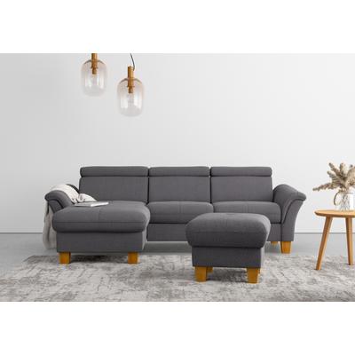 Ecksofa HOME AFFAIRE "Lindgren L-Form", braun (espresso), B:258cm H:84cm T:169cm, 100% Polyester, Sofas, wahlweise mit Bett mit klappbaren Rollen, Kasten und Kopfverstellung Image