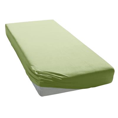 Spannbettlaken ELEGANTE "Mako-Jersey", grün (schilf), B:120-130cm L:200-220cm, Mako-Jersey, Obermaterial: 97% Baumwolle, 3% Elasthan, Laken, in hochwertiger Qualität mit Elasthan-Anteil Image