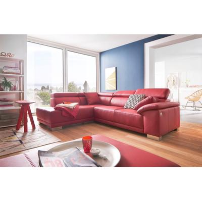 Ecksofa 3C CANDY "Menorca modern und bequem, OTTOs Choice, L-Form", rot (kaminrot), B:270cm H:79cm T:205cm, Mikrofaser, 100% Polyester, NaturLEDER (echtes Rindsleder), Struktur 100% Polyester, Sofas, Kopfteilverstellung, wahlweise elektronischer... Image