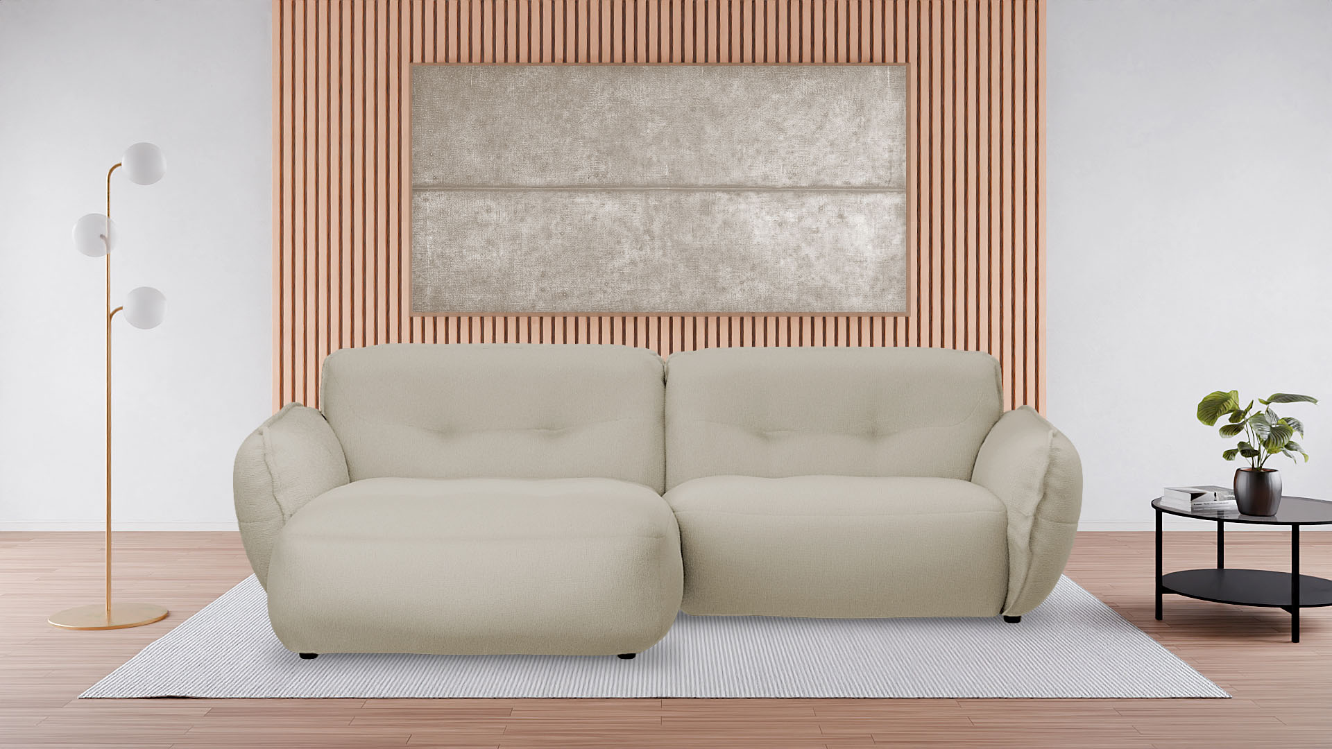 Ecksofa BETYPE "Be Fluffy Mega Sofa, bequem, viel Platz, Breite 289cm, L-Form", beige (cream), B:289cm H:87cm T:184cm, 100% Polyester, Sofas, Ecksofa, Softes Sitzgefühl, moderne Kedernaht, hochwertiger Bezug