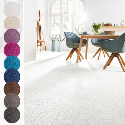 Teppichboden ANDIAMO "Sophie, Frisee-Velours, Made in Netherlands", weiß, B:500cm H:12mm L:600cm, Kunstfaser, Teppiche, Uni Farben, Breite 400 cm oder 500 cm, strapazierfähig & pflegeleicht Image