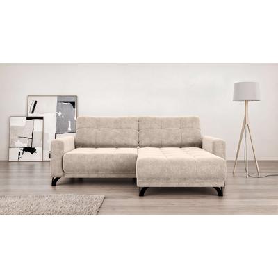Ecksofa INOSIGN "FAIRVIEW mit verstellbaren Rückenlehne, Maße B/T/H: 234/174/93 cm", beige, B:234cm H:93cm T:174cm, 100% Polyester, Sofas, L-Form mit Wellenunterfederung, Recamiere beidseitig montierbar Image