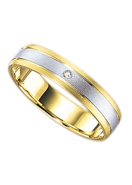 Trauring FIRETTI "Schmuck Geschenk Gold 375 Hochzeit Ehering Trauring "LIEBE" Gr. 17, gold (gelbgoldfarben, weißgoldfarben), Fingerringe, 17, 0,01 SI = kleine Einschlüsse mit Brillant, Gelbgold 375 Weißgold 375, 4mm, Gelbgold 375, Weißgold 375,... Image