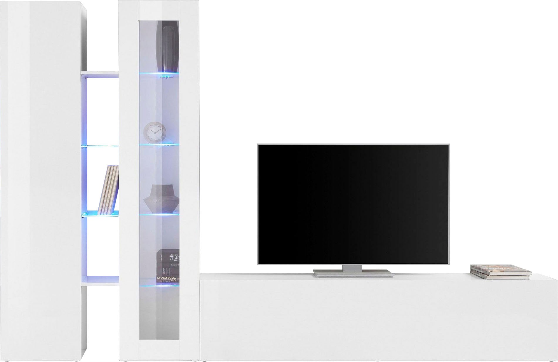 Wohnwand INOSIGN "Maruska", weiß (weiß hochglanz, weiß hochglanz), B:280cm H:180cm T:30cm, Spanplatte, Kastenmöbel-Sets