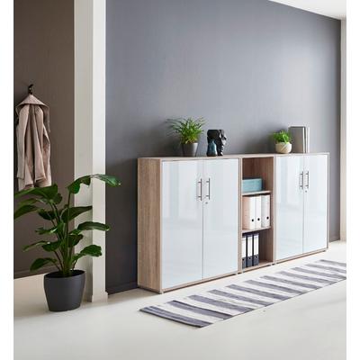 Büromöbel-Set BMG MÖBEL "Tabor", weiß (eiche sonoma, weiß matt), Holzwerkstoff, Arbeitsmöbel-Sets Image