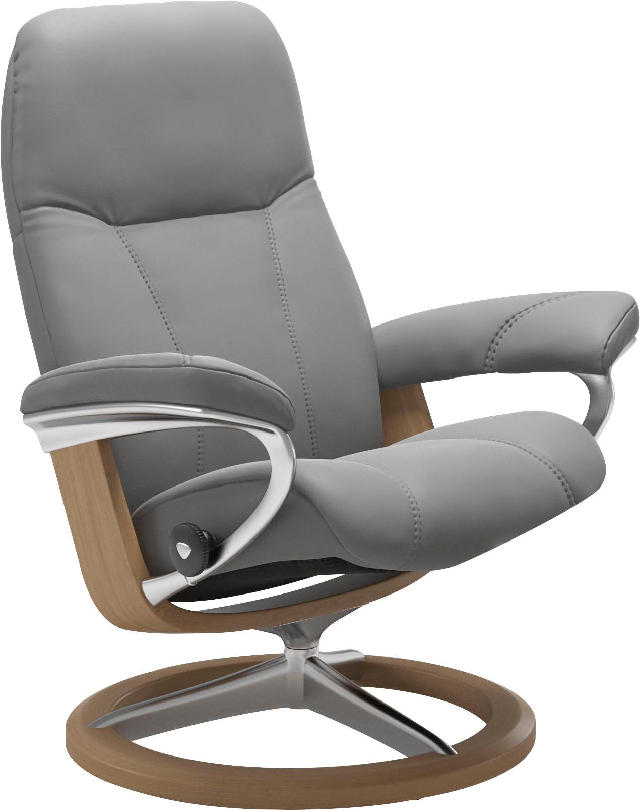 Relaxsessel STRESSLESS "Consul", grau (wild dove batick), B:82cm H:102cm T:72cm, Leder BATICK: BATICK ist ein leicht korrigiertes, durchgefärbtes und genarbtes Möbelleder, bei dem die meisten Unebenheiten und Spuren in der Regel entfernt...