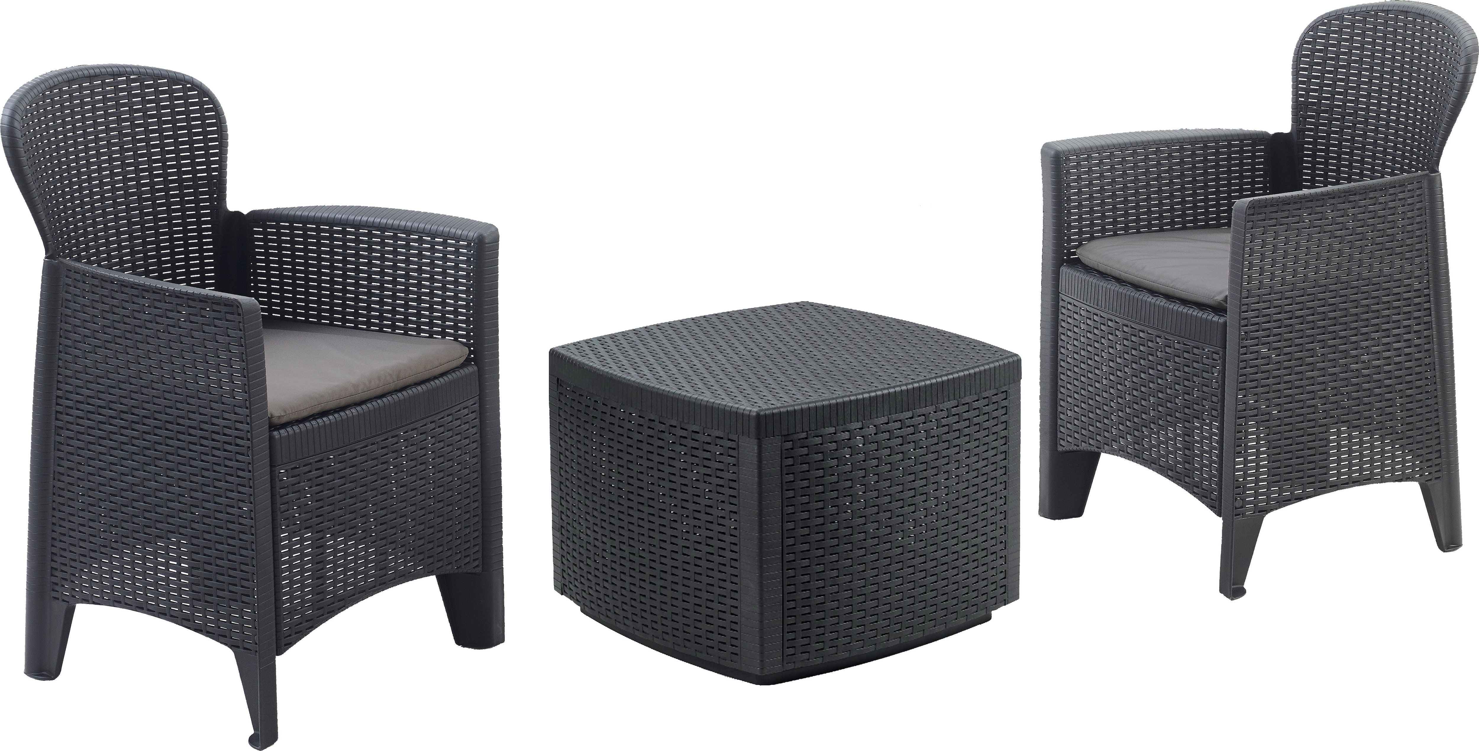 Loungeset BEST "Trente", grau (anthrazit,), B:59cm H:85,5cm T:57cm, Polypropylen, Sitzmöbel-Sets, Lounge-Set 3-tlg.