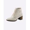 Schnürstiefelette HEINE, Damen, Gr. 35, beige (creme), Leder, Glattleder, modisch, Schuhe