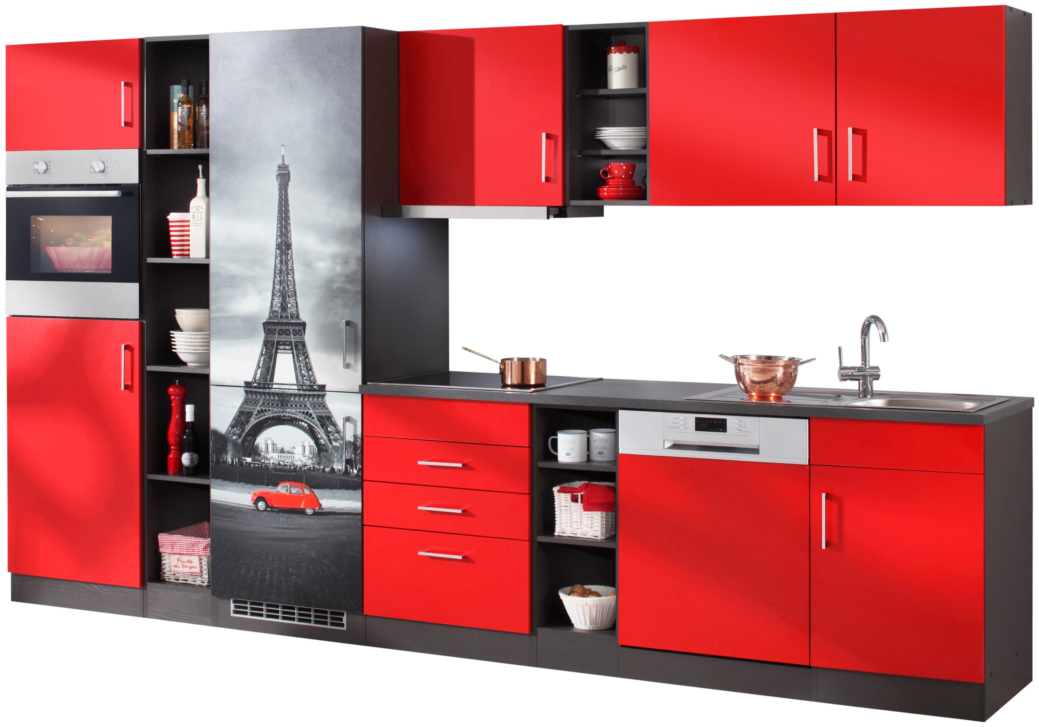 Hängeschrank KOCHSTATION "KS-Paris", grau (rot, graphit), B:60cm H:57cm T:34cm, Holzwerkstoff, Schränke, Breite 60 cm Image