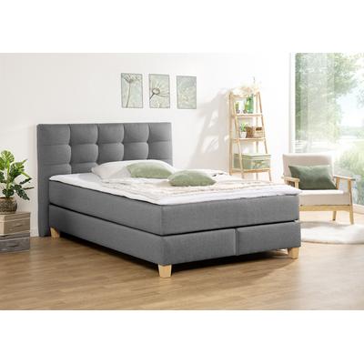 Boxspringbett HOME AFFAIRE "Moulay", grau, B:154cm L:211cm, Komplettbetten, Boxspringbett, inkl. Topper, in 3 Härtegraden, TFK auch in Härtegrad 4 Image