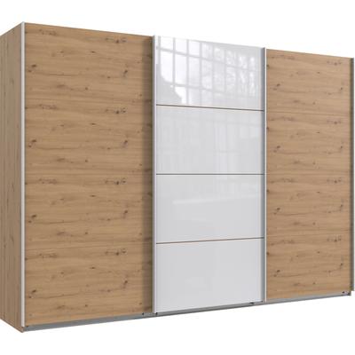 Schwebetürenschrank WIMEX "Norderstedt", weiß (artisan eiche nachbildung, glas weiß), B:313cm H:236cm T:64cm, Spanplatte, Schränke, INKLUSIVE 2 Stoffboxen und 2 zusätzliche Einlegeböden, mit Glastür Image