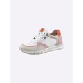 Sneaker CAPRICE, Damen, Gr. 37, orange (weiß, orange), Glattleder, Veloursleder, sportlich, Schuhe