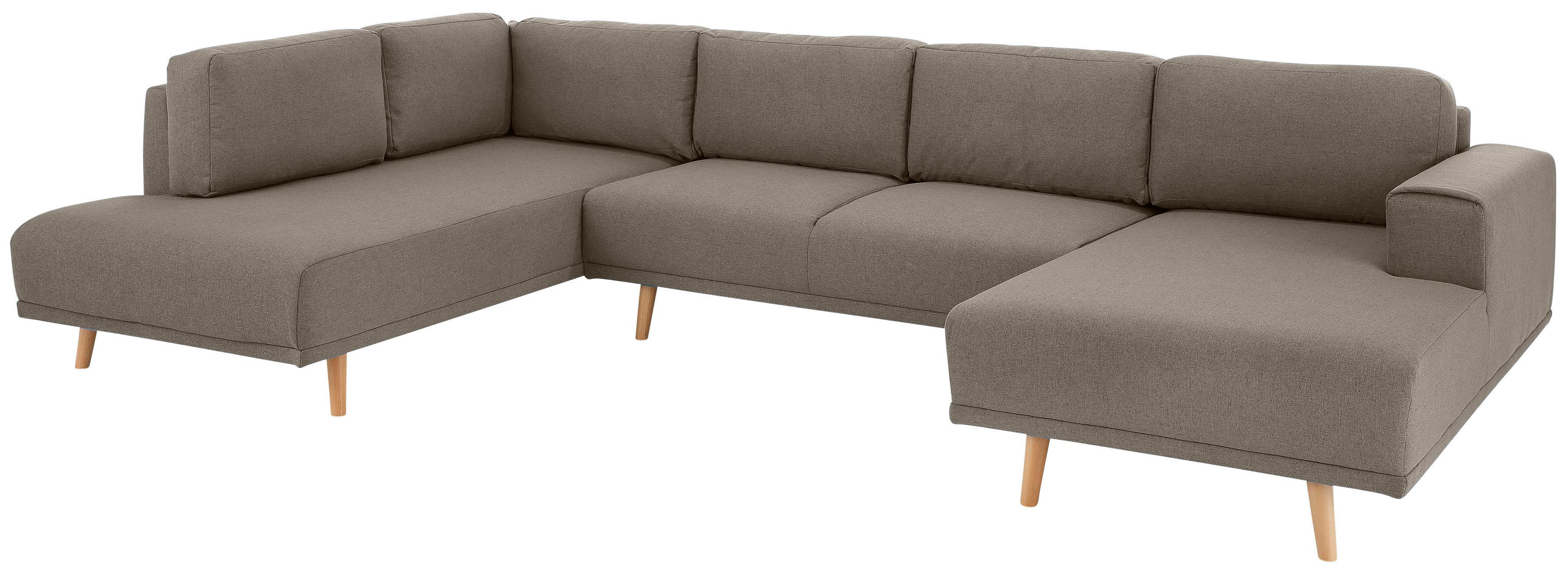 Wohnlandschaft HOME AFFAIRE "Lasse U-Form", braun, B:355cm H:84cm T:203cm, Filzoptik (100% Polyester);Luxus-Microfaser (100% Polyester);Struktur fein( 100% Polyester), Sofas, Wohnlandschaft, im scandinavischem Stil mit Holzfüßen