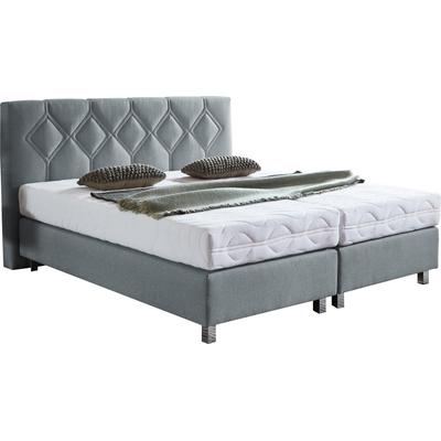 Boxspringbett "Phönix", grau, B:195cm L:210cm, Bezug Bett: Microvelours (100% Polyester) oder Feinstruktur (100% Polyester), Bezug Bonnell-Federkernmatratze: 100% Polyester, Bezug Kaltschaummatratze: 100% Polyester, Bezug... Image