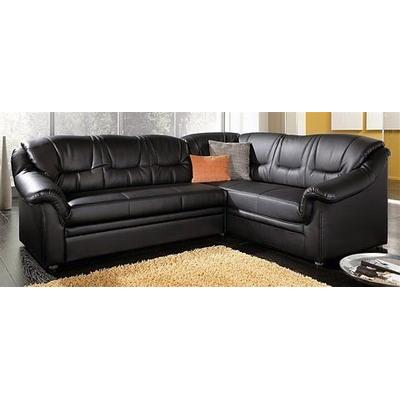 Ecksofa DOMO COLLECTION "Montana, zeitlose Rückensteppung, bequeme Armlehnen, L-Form", schwarz, B:234cm H:84cm T:185cm, Sofas, wahlweise mit Bettfunktion Image