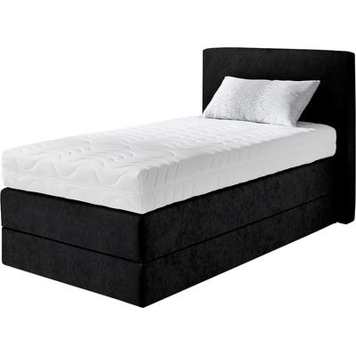 Boxspringbett, schwarz, B:135cm L:205cm, Microvelours (100% Polyester), WESTFALIA SCHLAFKOMFORT, Komplettbetten, Boxspringbett, wahlweise mit Kaltschaum-Topper Image