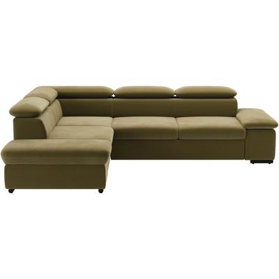 Ecksofa SIT & MORE "Alcudia L-Form", grün (olive), B:272cm H:73cm T:226cm, 98% Polyester, 2% Polyamid, Sofas, mit Armteilverstellung, optional Kopfteilverstellung und Bettfunktion Image