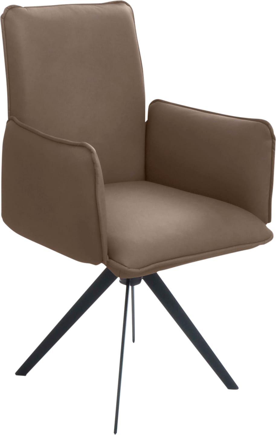 Drehstuhl K+W KOMFORT & WOHNEN, braun (wueste, schwarz), B:59cm H:94cm T:61cm, Stühle, Drehstuhl Esszimmerstuhl 4-Fuß-Stuhl, Blitzdrehkreuz und Rückholfunktion, dekorativer 12mm Biese