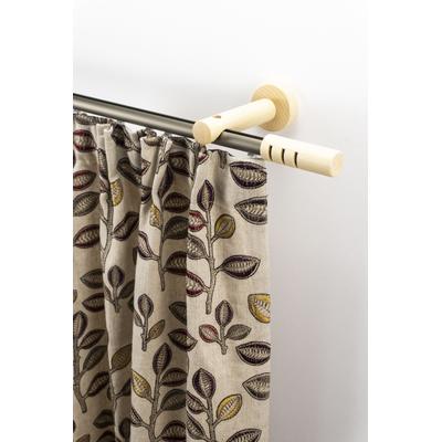 Gardinenstange GARESA "PEMPIA", beige (mattchromfarben, natur), L:200cm Ø:20mm, Holzwerkstoff, Metall, Gardinenstangen, Vorhanggarnitur, verlängerbar, Knopf m.Ausschnitte Image