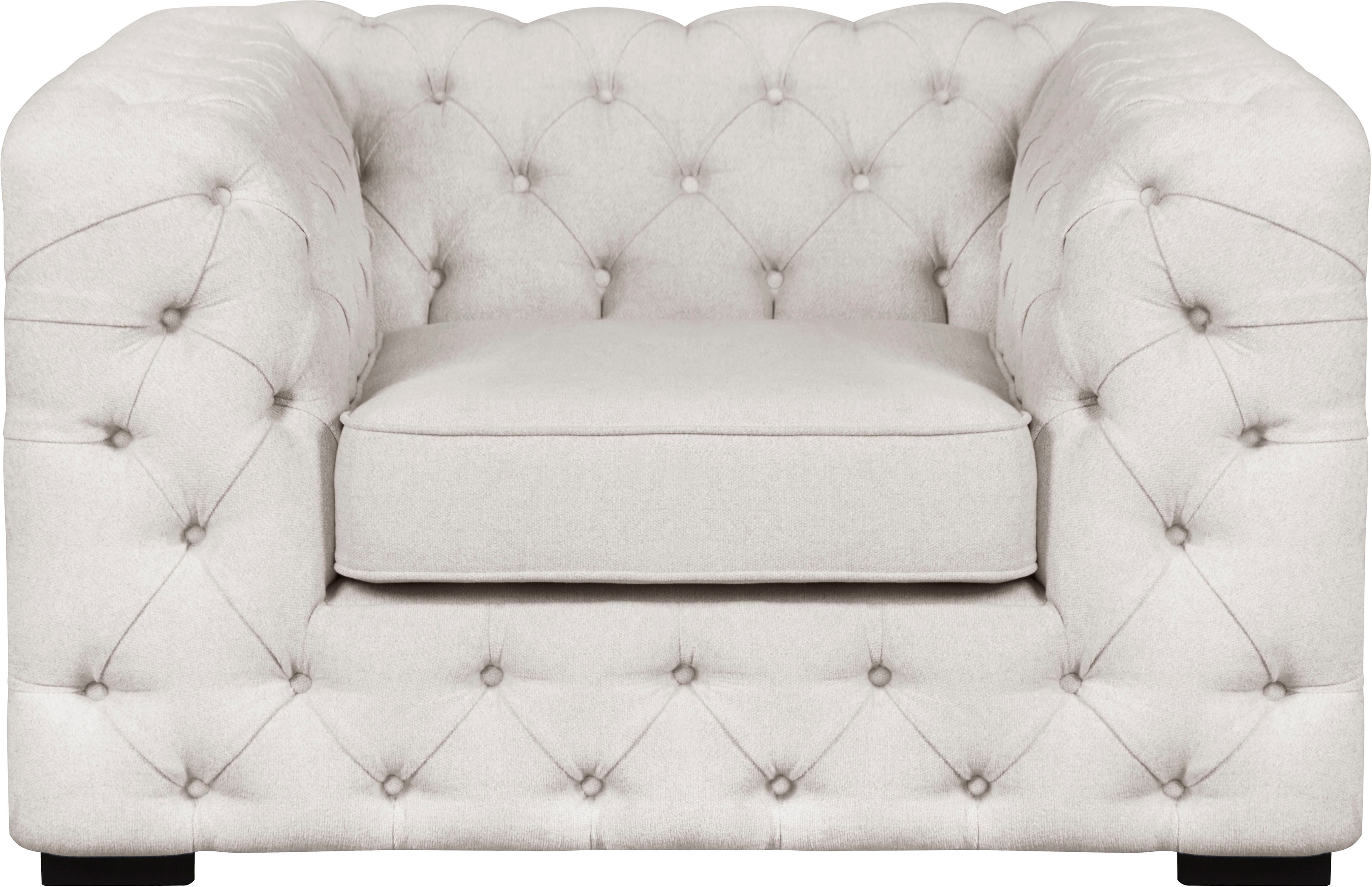Chesterfield-Sessel HOME AFFAIRE "Kalina Sessel", beige (creme), B:110cm H:67cm T:98cm, 100% Polyester, Sessel, mit klassischer Chesterfield-Knopfheftung, sehr hochwertige Qualität