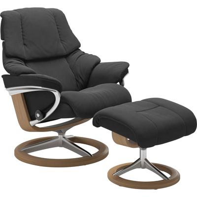 Relaxsessel STRESSLESS "Reno", grau (charcoal dinamica), B:83cm H:100cm T:76cm, Leder BATICK: BATICK ist ein leicht korrigiertes, durchgefärbtes und genarbtes Möbelleder, bei dem die meisten Unebenheiten und Spuren in der Regel entfernt wurden.,... Image